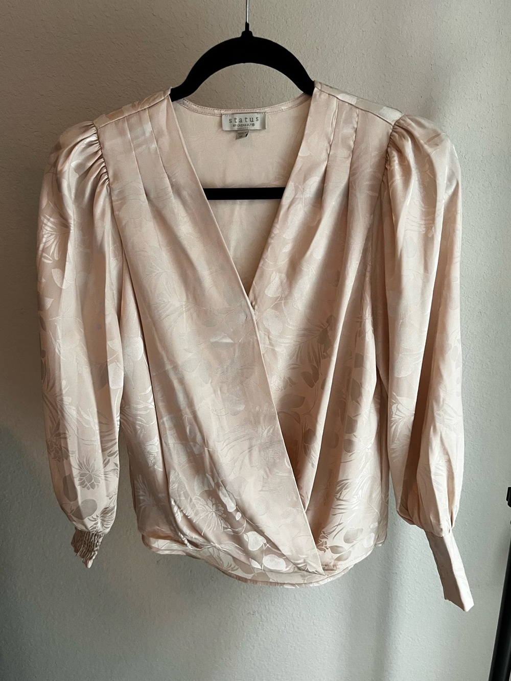 Chenault Blush Floral Wrap Blouse